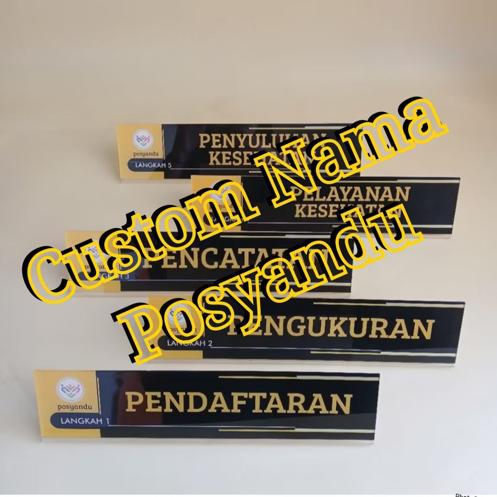 Custom Paket Akrilik Nama Meja Posyandu, 1 Set Akrilik Papan Meja Posyandu bisa Custom Nama Posyandu