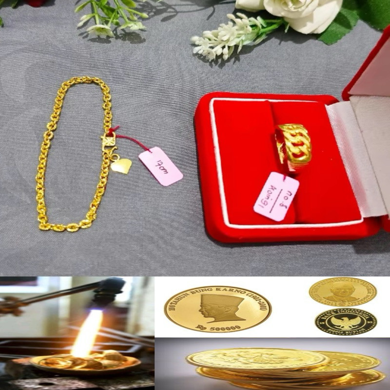 Gelang nury koin free cincin koin bermotif rante berbahan uang koin logam 1991 anti karat