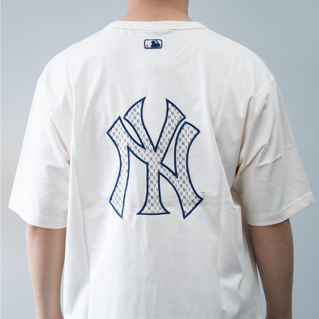 MLB NY New York Yankees Embroidered Straight Monochrome Tshirt Tee Baju Kaos Original