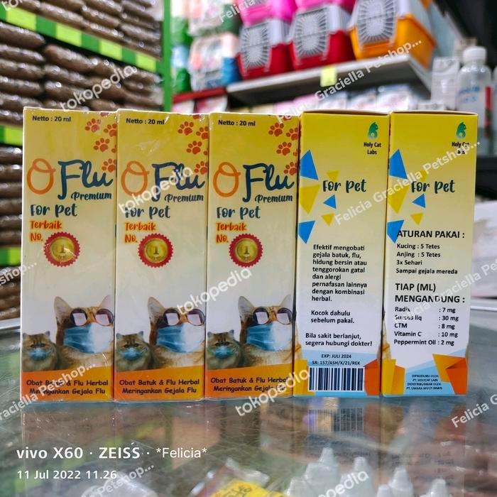 Oflu obat herbal kucing flu batuk bersin tenggorokan gatal alergi 20ml