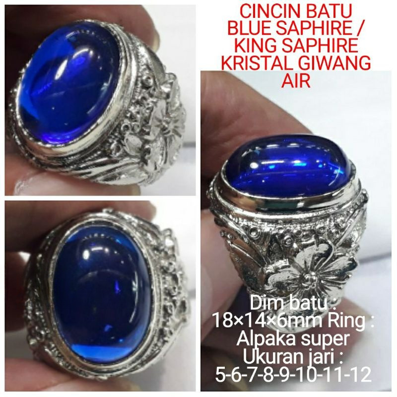 CINCIN BATU PERMATA BLUE SAPHIRE /KING SAPHIRE KRISTAL