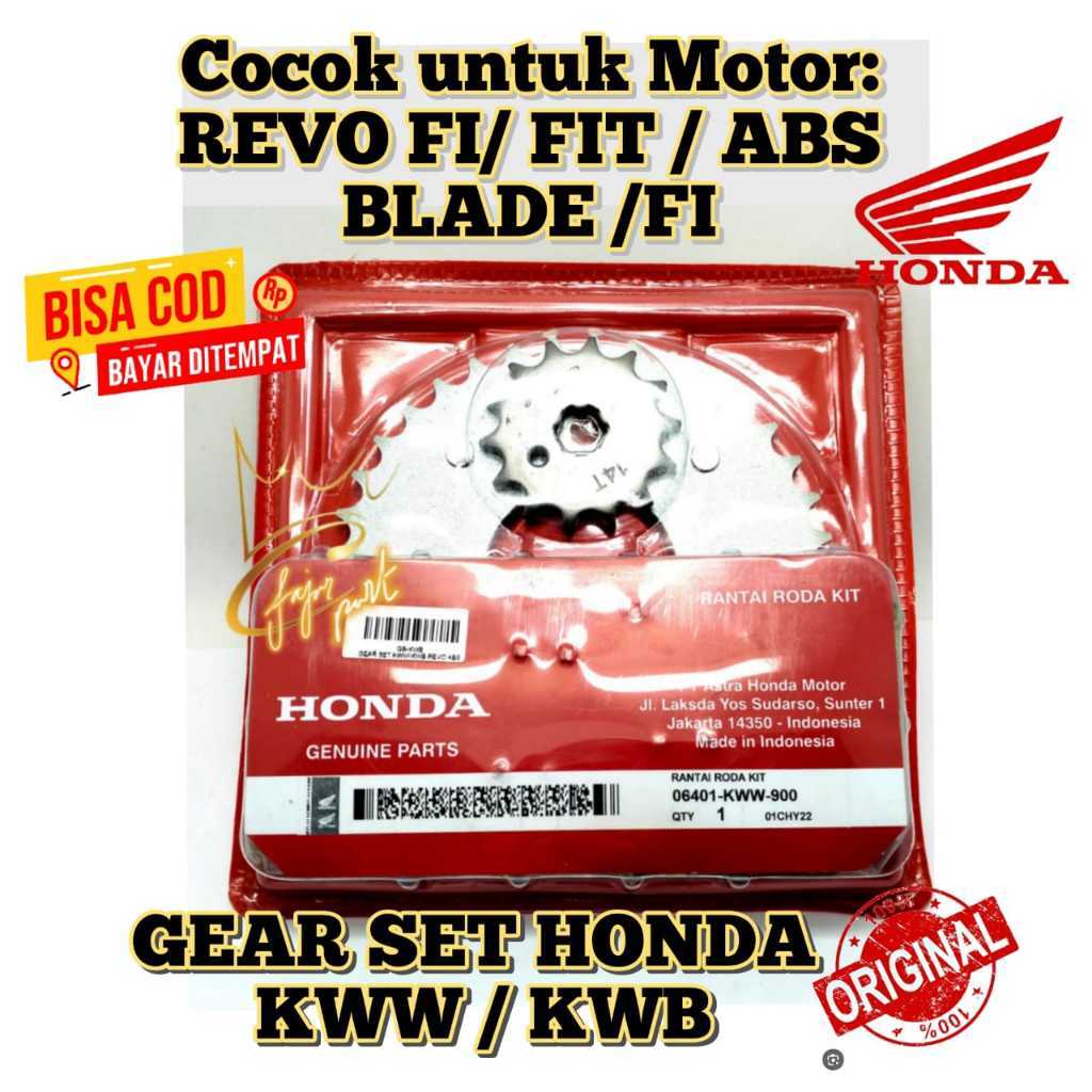 GEAR SET ORIGINAL+RANTAI HONDA KWW REVO FIT , BLADE FI, REVO FI , REVO ABS , REVO ABSOLUTE KUALITAS 