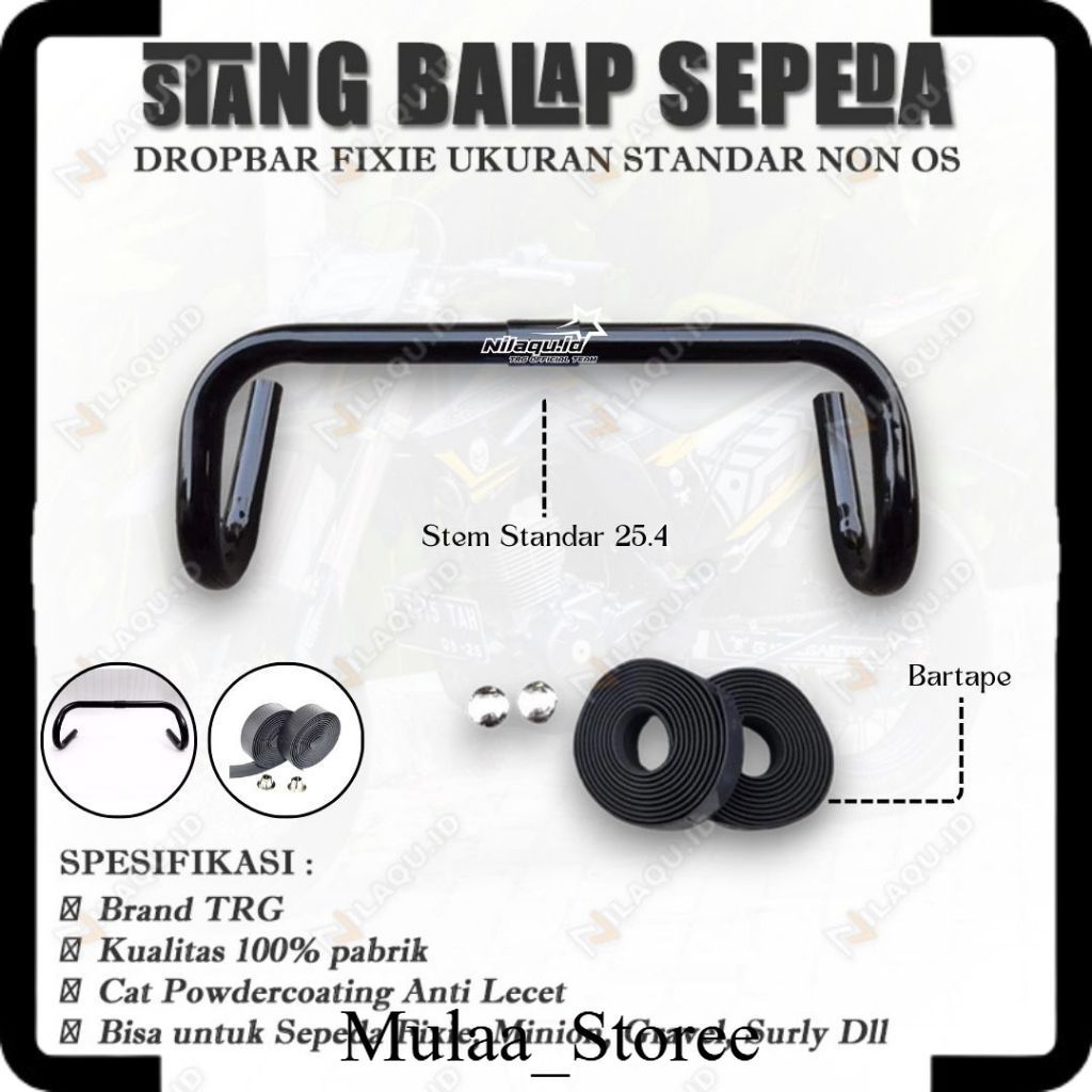 Mulaa Paket stang dropbar fixie roadbike stang sepeda balap dropbar 25.4 non os fixie gravel mtb min