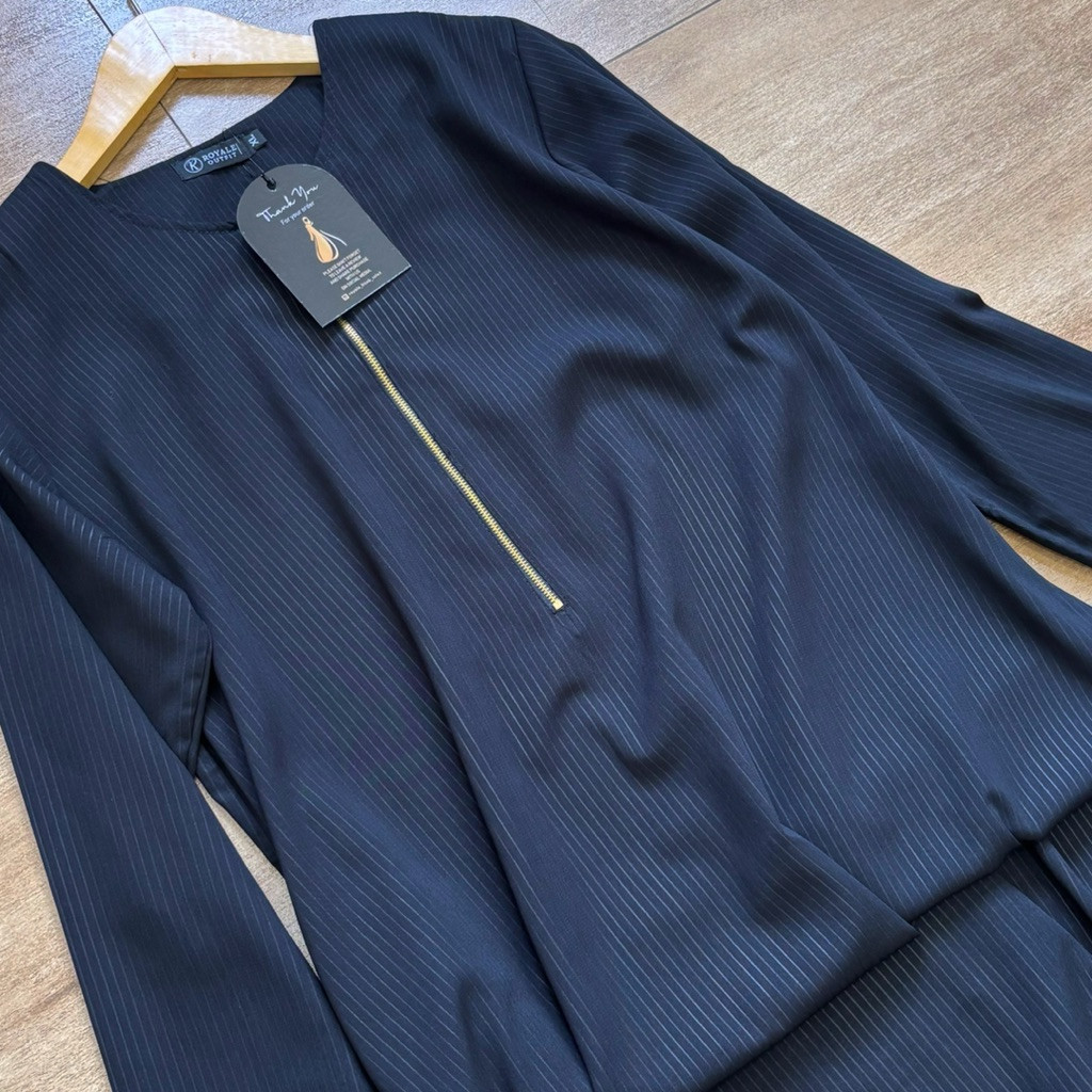 Sahla Abaya Wolfis Embos Motif Stripe Premium (Motif Garis Stripe) Abaya Lebaran