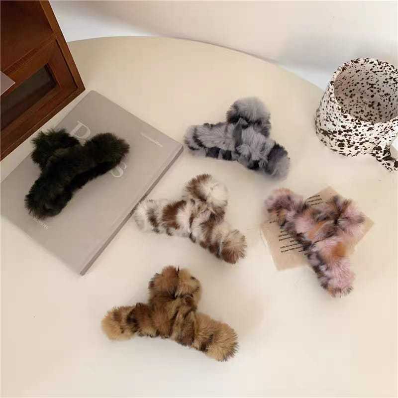 EMERAL_12pcs Jepi Bulu Motif Loreng / Jedai Bulu Leopard / Jepi Rambut Motif Macan / Jedai Korea Pre