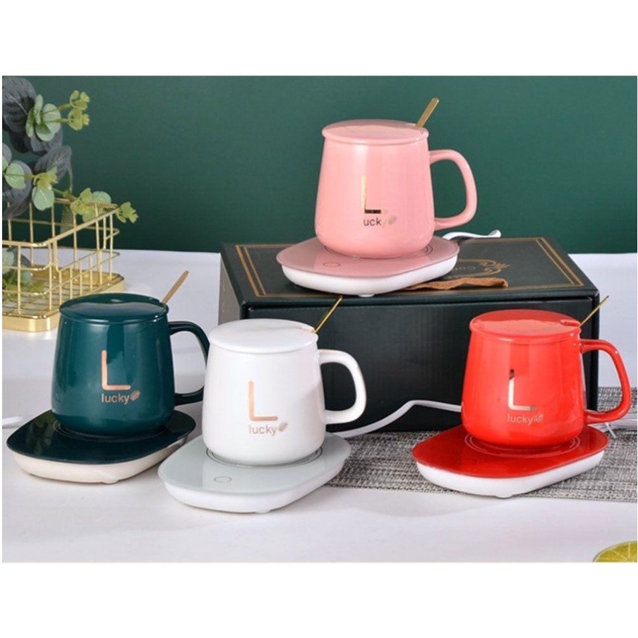 TERLARIS GELAS SET KERAMIK PEMANAS / CANGKIR SET DENGAN ALAT PEMANAS / MUG CANGKIR ELEKTRIK GELAS PE