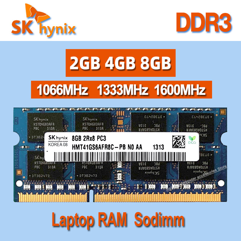 SK Hynix RAM DDR3 2GB 4GB 8GB 1066MHz 1333MHz 1600MHz Laptop Memory 1Rx8 2Rx8 PC3 8500S 10600S 12800