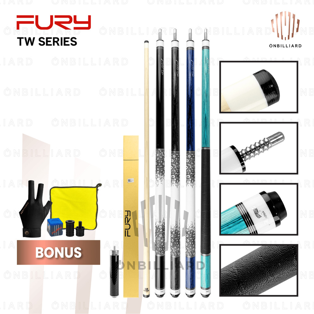 FURY TW Stick Billiard Maple Cue Low Deflection Play Cues TW-1 TW-2 TW-3 TW-9 FURY TW