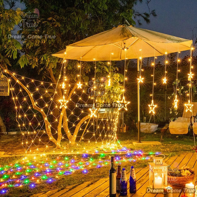 JAMIN MURAH !!!3mx2m Lampu Hias Natal Lampu Kelap Kelip Lampu Hias Lampu Jala Tirai Panjang Waterpro