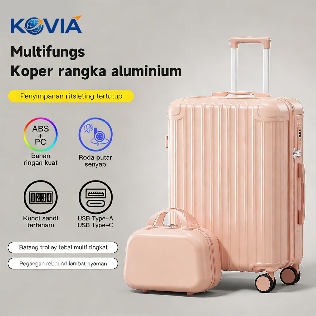 ZAHASHOP KOVIA-koper president 18/-24 inch murah ABS+PC fashion asli impor koper ringan hardcase sen