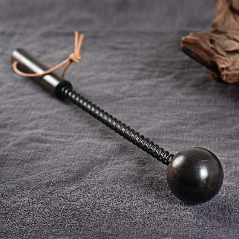36Cm Acupoint Tapping Massage Hammer Stick Body Stress Relief Retractable Spring Handle Sandalwood B