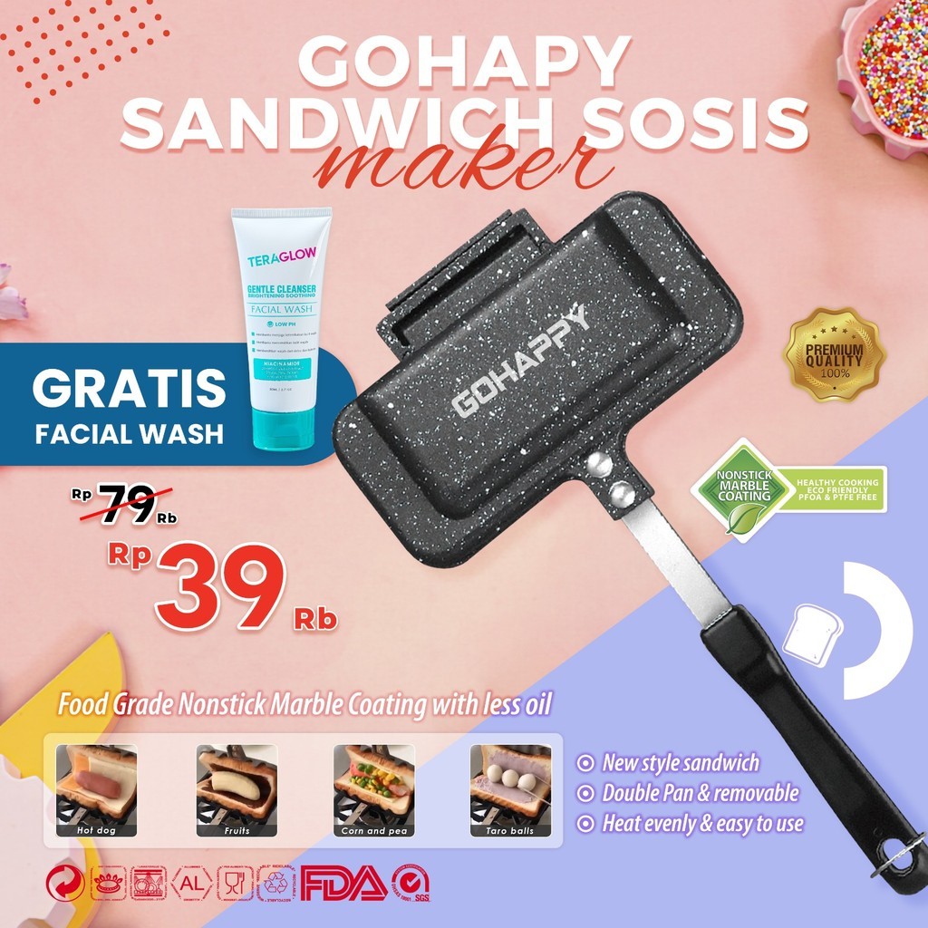 (GRATIS FW 40RB) SANDWICH MAKER ANTI LENGKET Cetakan Roti SOSIS / HOTDOG MAKER