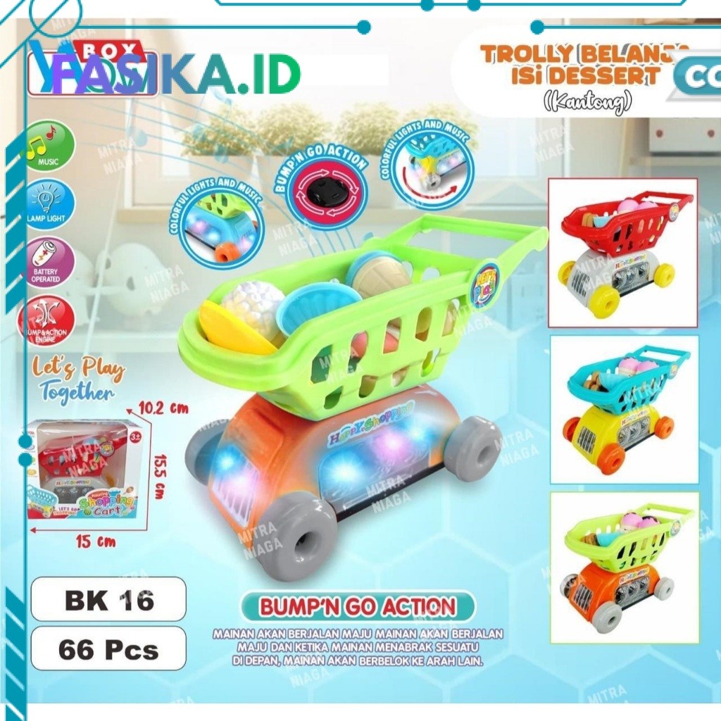 Promo MAINAN ANAK BK16 TROLI BELANJA DESSERT MUSIK, BISA JALAN LAMPU PAKAI BATERAI / BOX TROLLY BELA