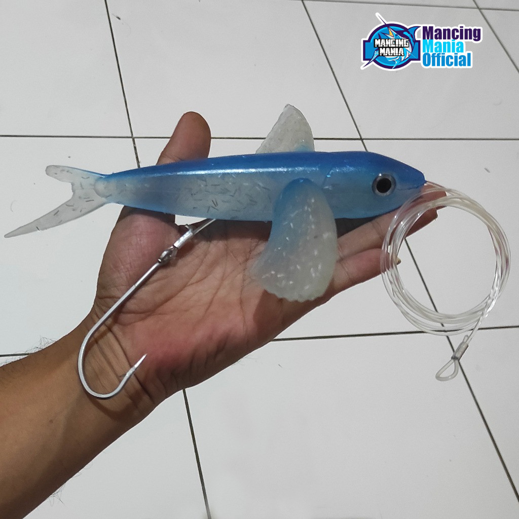 MANCING MANIA Softlure Ikan Terbang Silikon Kail Umpan Trolling Tuna Marlin Lure Umpan Tuna Tenggiri