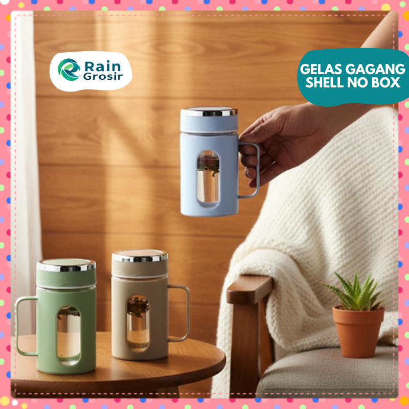 Gelas Kaca Gagang/ Gelas Shell 500 ML Warna Gelap Tanpa Kemasan