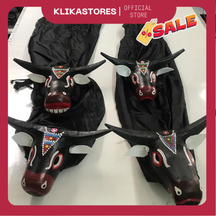 Barongan Bantengan Bahan Kayu Premium/ Banteng kayu/ banteng anak/ bantengan murah [ UKURAN KECIL ] 