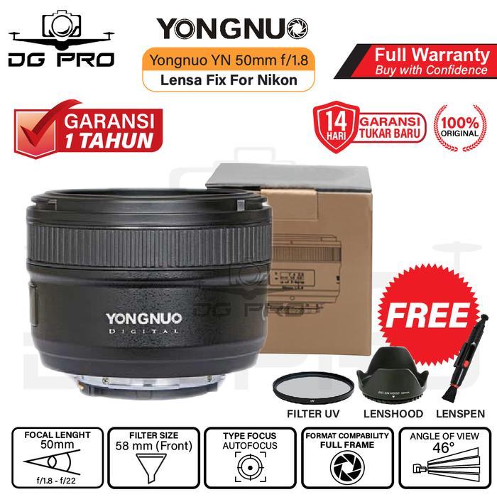 FoRyou4 Yongnuo YN 50mm F1.8 Compatible For Nikon - PAKET STANDARD