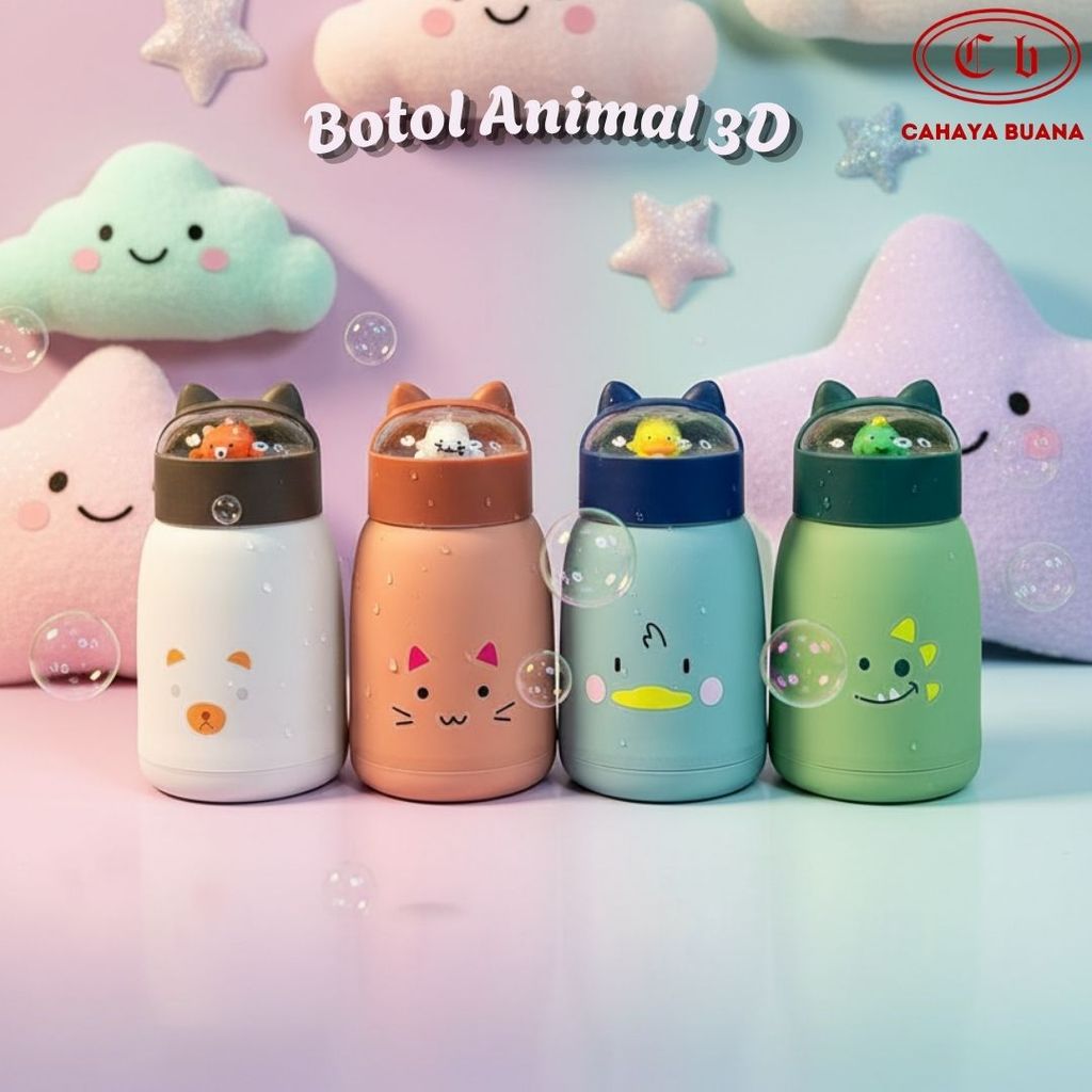 Botol Animal 3D 360ML / Botol Kaca Mini Anak Lucu##