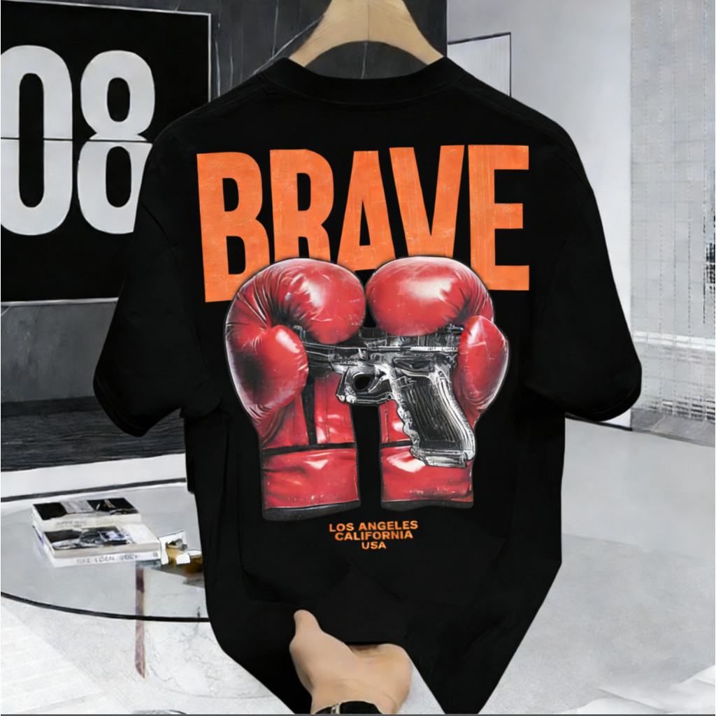 COD 100% Cotton kaos pria BRAVE Boxer tampan kaos pria distro original 100% pira dan wanita unisex K