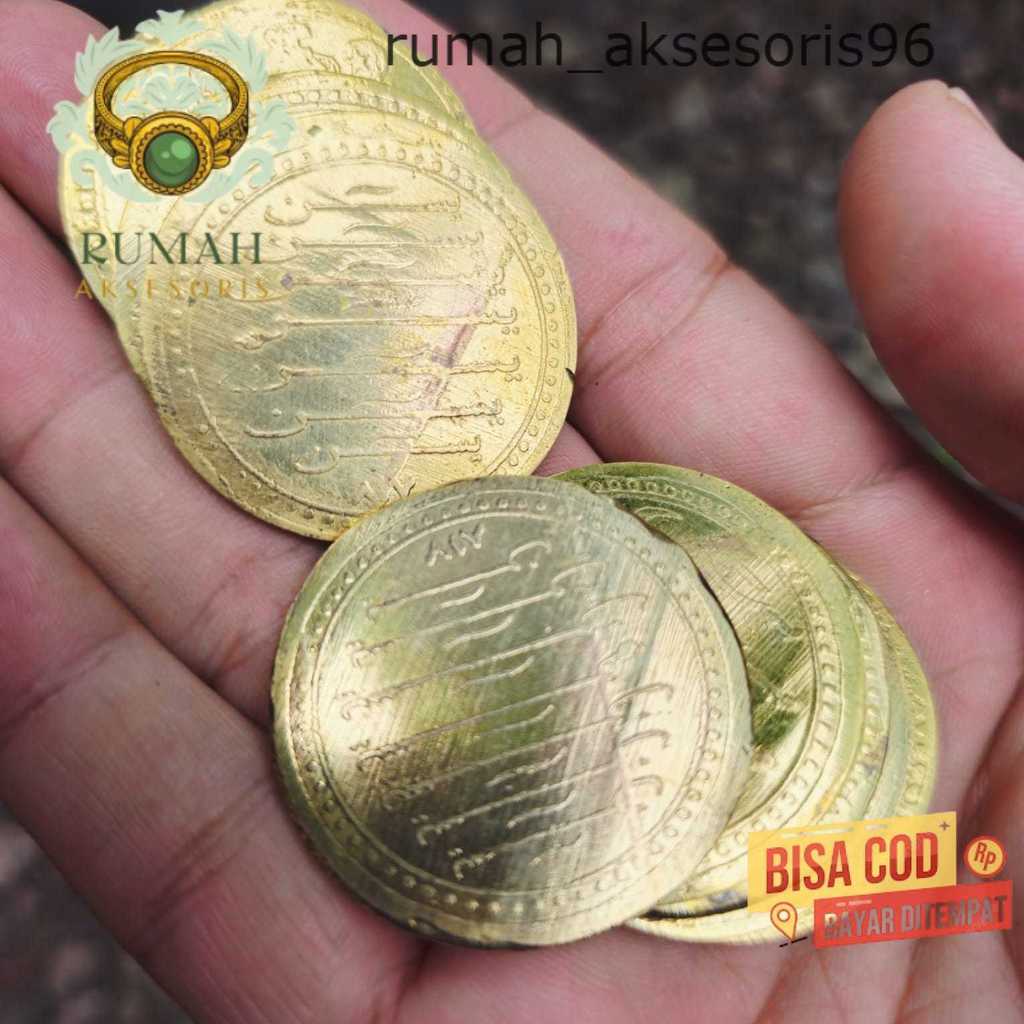 Rumah_Aksesoris. Koin Kuno Yasin Yaasin Gambar Nenek Bungkuk bahan Kuningan Tebal Antik Unik
