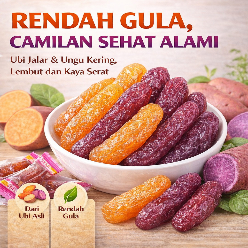 [Makanan Rendah Gula] 250g Ubi Jalar Kering Lembut, Ketan, Dan Manis/Ubi Jalar Kering Kristal Rendah