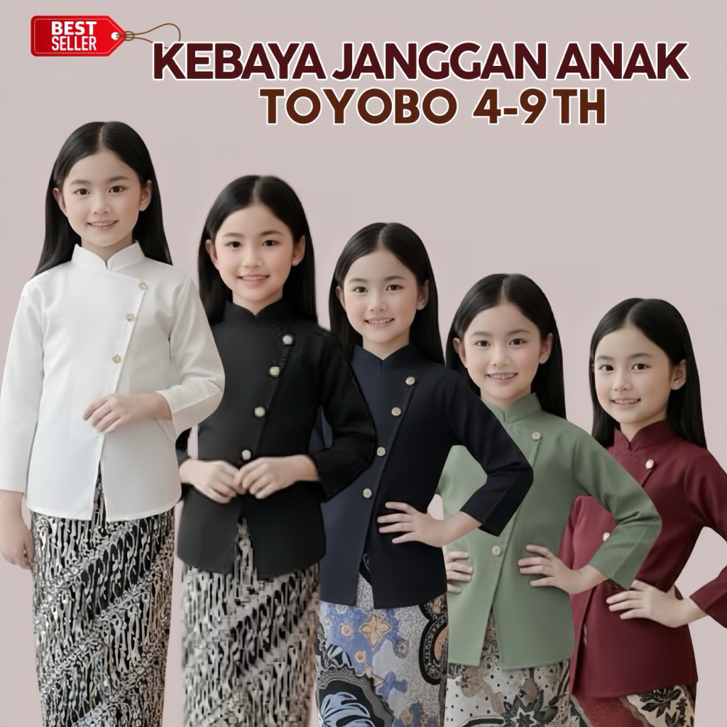 HERA KEBAYA ANAK JANGGAN TOYOBO JANGGAN POLOS PANJANG KEBAYA SETELAN ANAK LENGAN PANJANG