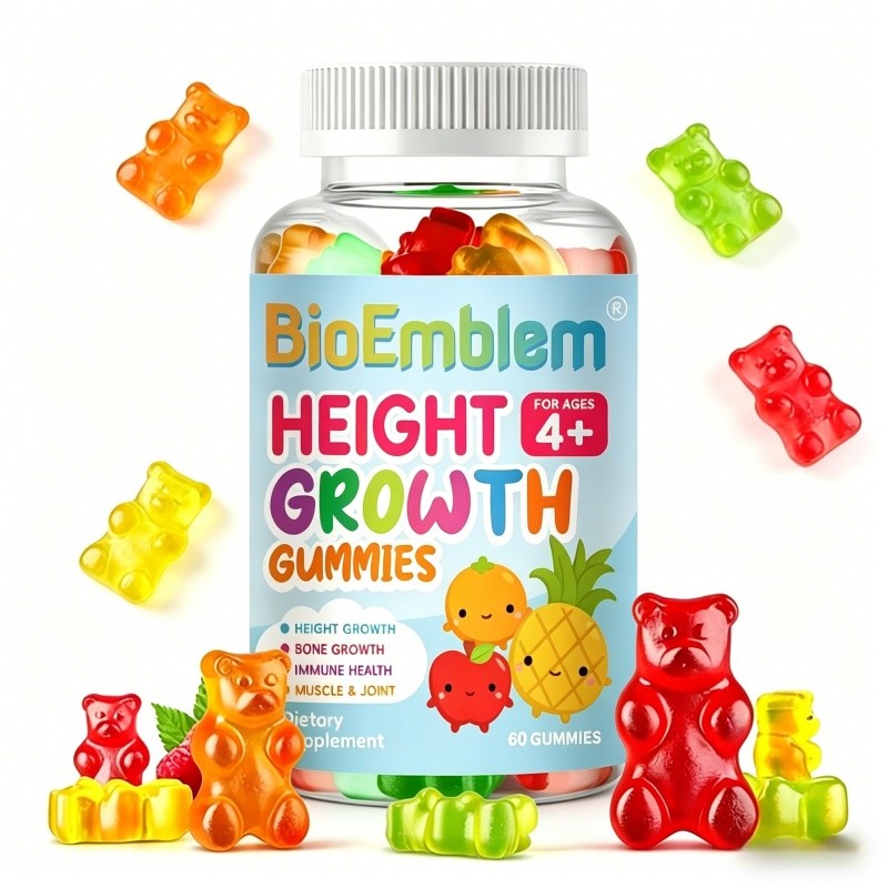 BioEmblem Height Growth Gummies 60pcs Supplement Kids Teens Height Increaser Maximizer Grow Taller V