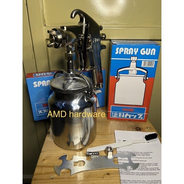 READY SPRAY GUN MEIJI F100 TABUNG BAWAH 1000ML SPET SEMPROTAN CAT KOMPRESOR ANGIN ORIGINAL TAIWAN
