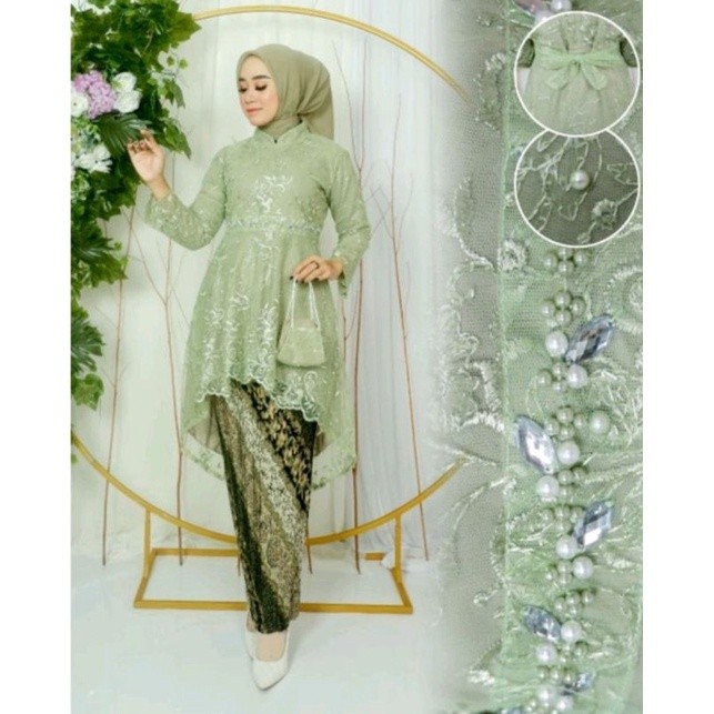 RR Kebaya Aurora Lesti Mutiara Payet//Setelan Kebaya Lesti Kejora//Kebaya Modern Payet//Kebaya Broka