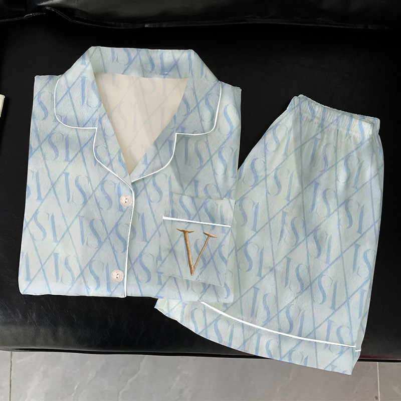 [Leemeoo] Set Piyama Wanita Sutra Gaya Korea Elegan Piyama Aestetik Lengan Pendek Celana Pendek Baju