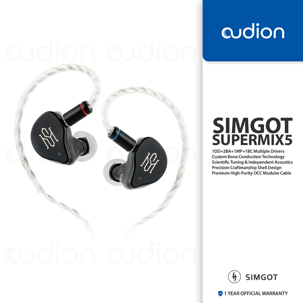 SIMGOT SuperMix 5 | 1 Bone Conductor + 1DD + 2BA + 1 Micro Planar Hybrid Drivers In-ear IEM