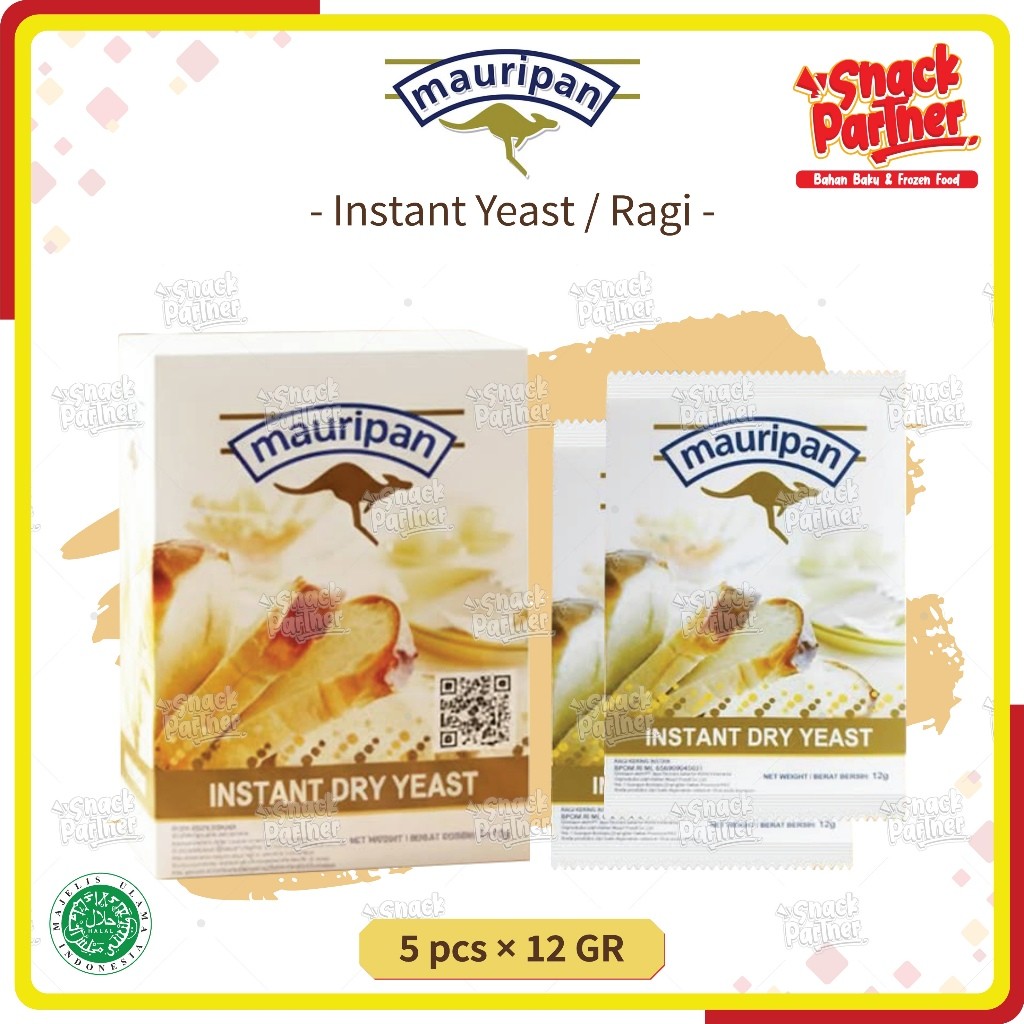 RAGI INSTANT Sachet (5 pcs x 12 gr) - Dry Instant Yeast / Ragi Kering Instan - MAURIPAN Fermipan SAF