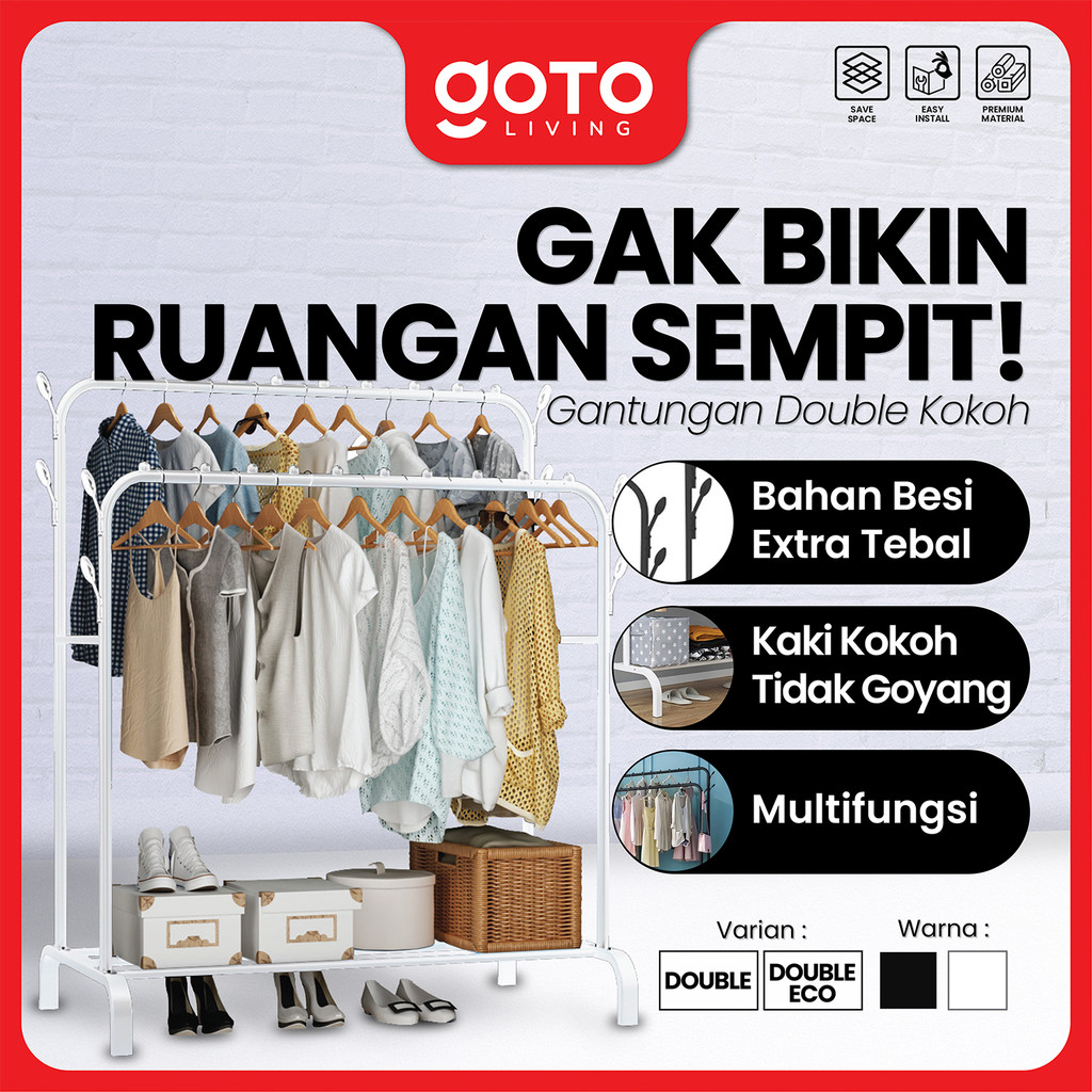Goto Spiko Rak Besi Gantungan Baju Stand Hanger Pakaian