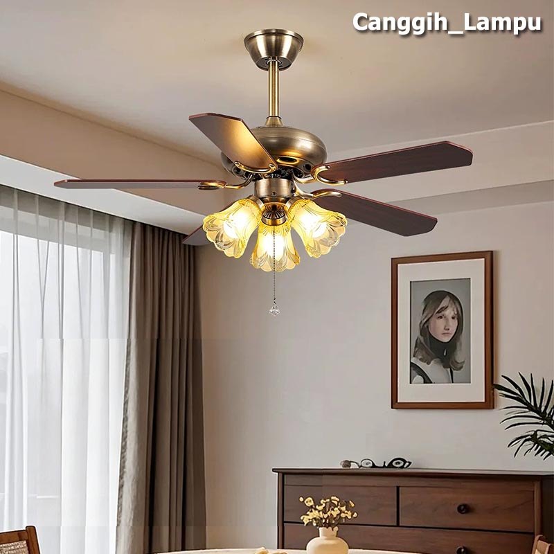 LAMPU_ESTETIS Kipas Lampu Gantung Plafon Remote Kipas Lampu Ruang Tamu Aesthetic Lampu Kipas Angin M