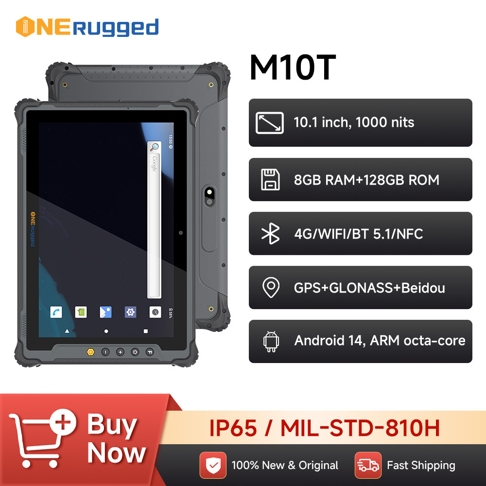 ONERugged Rugged Tablet M10T, 10.1 in Andriod 14 Tablet, 8GB+128GB, 10000mAh, Industrial PC with 4G 