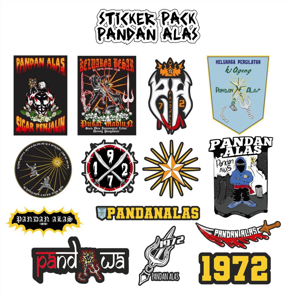 Sticker Pandan Alas 1972 Isi 14 Pcs Stiker Laptop Helm Tumblr Casing Hp Desain Terbaru Sindikat_Mdf