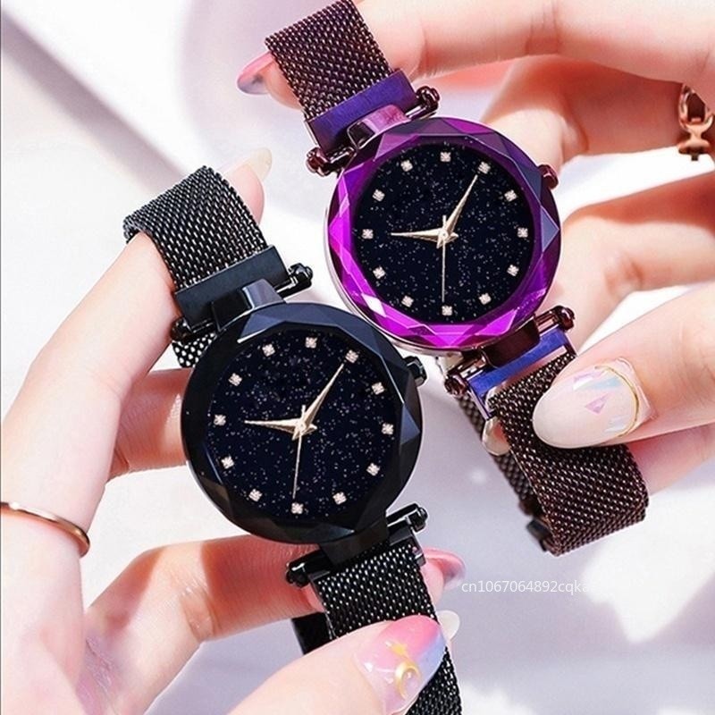 Women Fashion amond Quartz Wristwates Luxury Women Wates Laes Magnetic Starry Sky Wat Reloj Mujer Ze