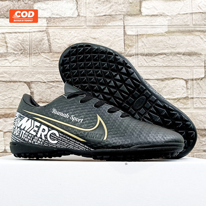 Sepatu Futsal Anak Nike Mercurial Kualitas Grad Ori - HITAM GOLD, 34