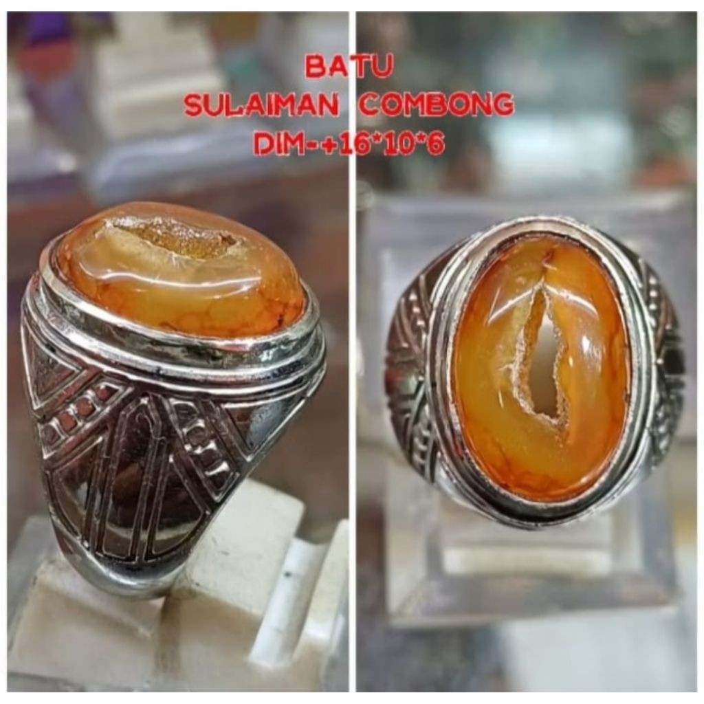 CINCIN BATU AKIK YAMAN MADU COMBONG CRYSTAL NATURAL ALAM