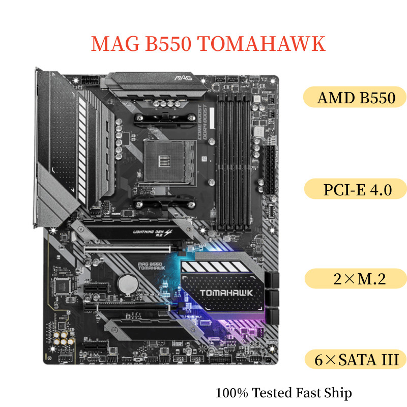 For MSI MAG B550 TOMAHAWK Motherboard 128GB Socket AM4 DDR4 ATX Mainboard 100% Tested Fast Ship