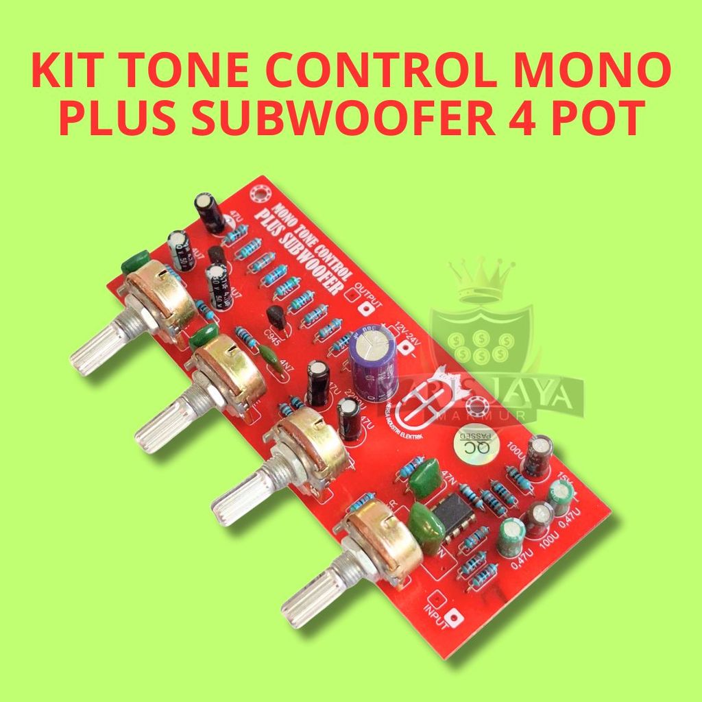 Kit Tone Control Mono Plus Subwoofer Non CT 12–24V – 4 Pot Bass Treble Volume Sub