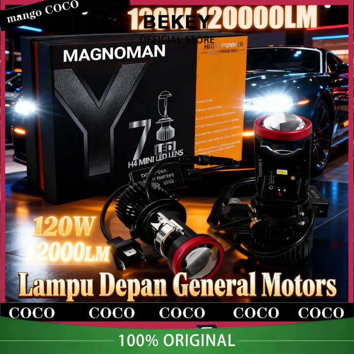 BEKEY Lampu LED Universal Y7D untuk Otomotif & Sepeda Motor, Lampu Proyektor H4, Y7D Super Terang 16
