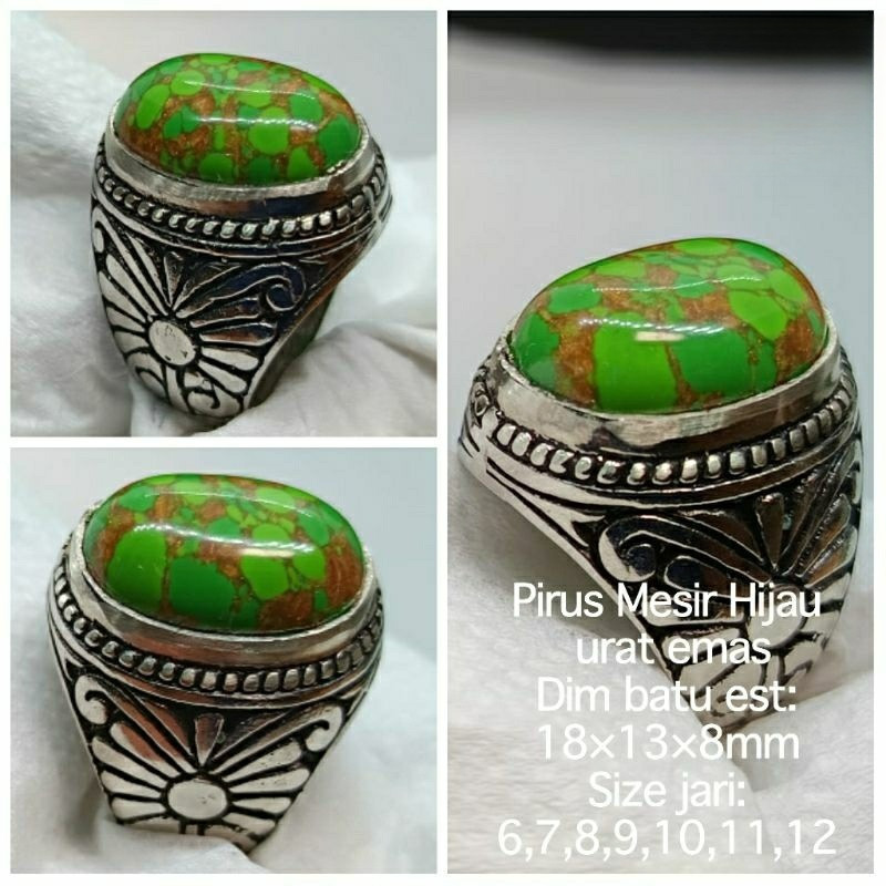 CINCIN BATU PIRUS MESIR HIJAU URAT EMAS NATURAL