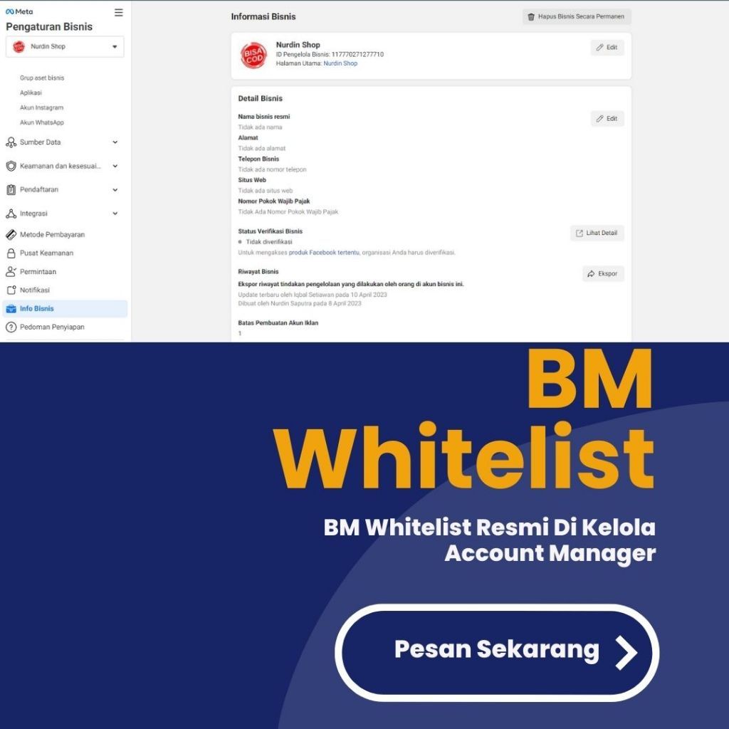 Akun BM Whitelist Facebook Ads