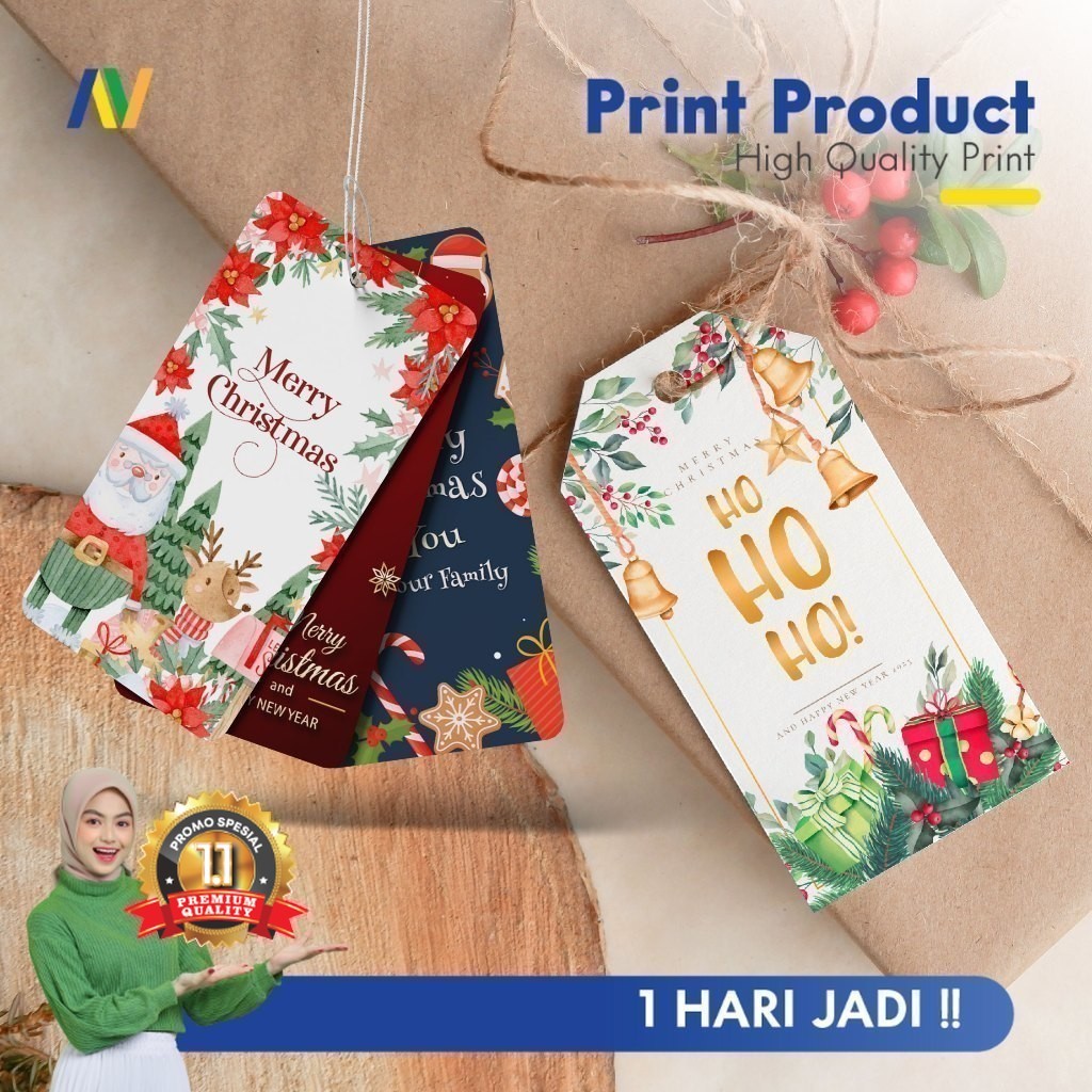 Hang Tag Natal | Hang Tag Custom | Hang Tag Natal dan Tahun Baru 2026 | Cetak Label Produk | Hangtag