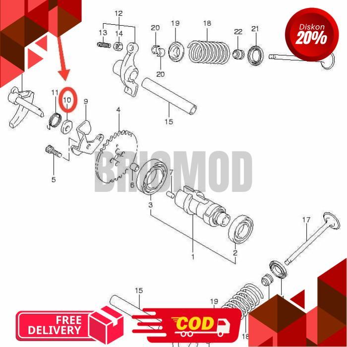 BRIOMOD - 12955-33G00-000 Washer Ring Decompression Shaft Suzuki Skywave 125 Original