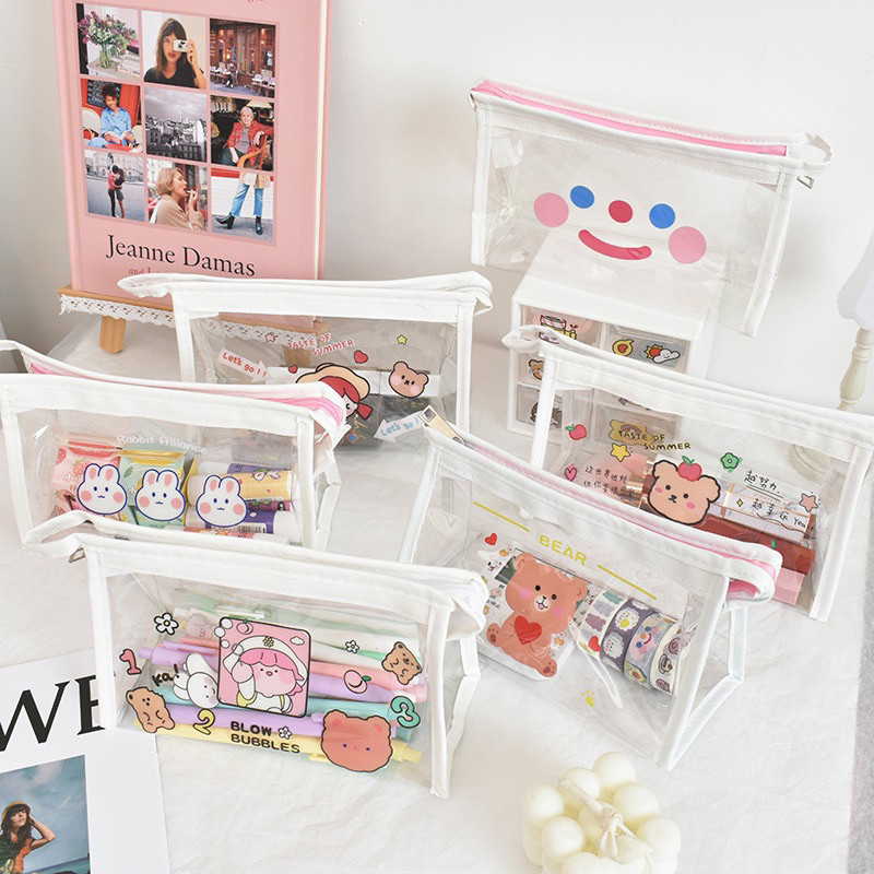 [DWCORNER] Kotak Pensil Transparan Motif Lucu Kotak Pensil Mika Transpran Aesthetic