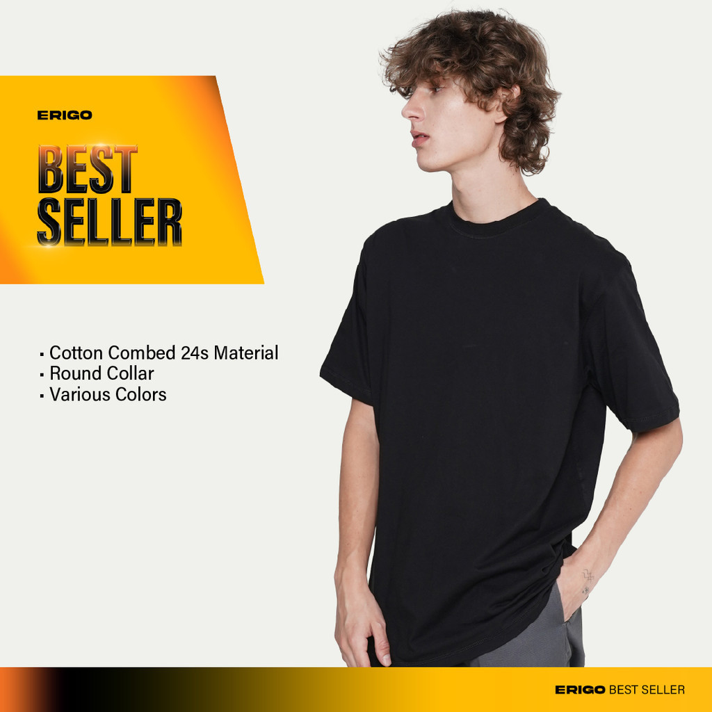 (COD) Erigo T-Shirt Basic Meghan Black - Kaos Oversize Polos Unisex