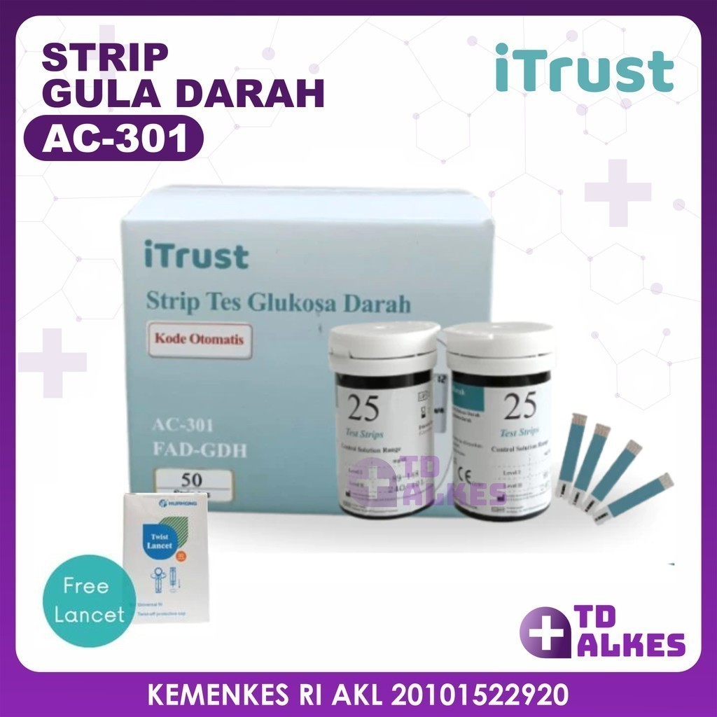 iTrust Strip Glucose Meter AC-301 Alat Test Tes Cek Gula Darah Digital Tes Gula Darah Akurasi Tinggi