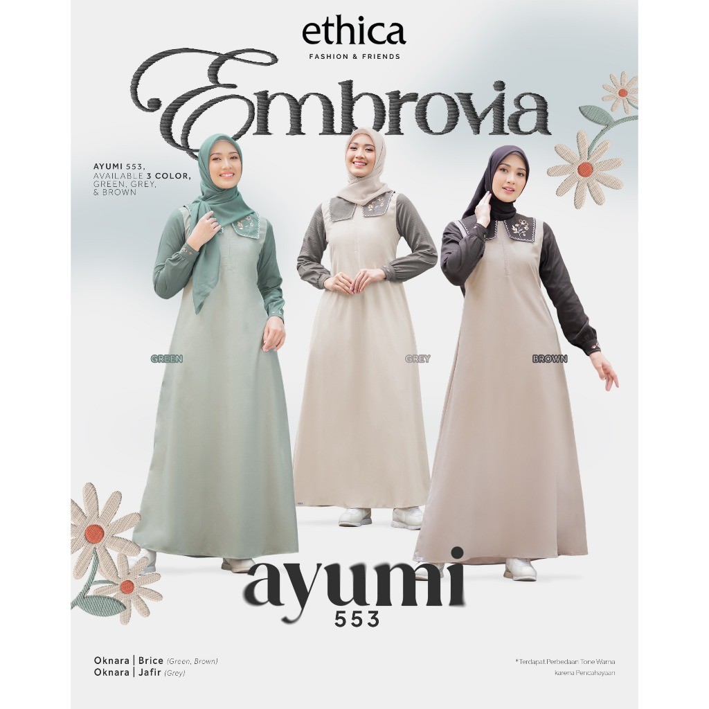 Ethica | Ayumi 553 Gamis Wanita Bordir Daily Terbaru